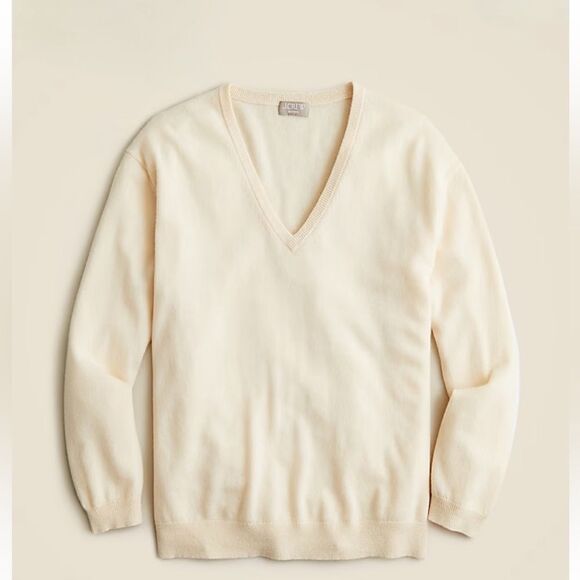 NWT J CREW Cashmere relaxed V-neck sweater in Heather Muslin - Picture 5 of 7